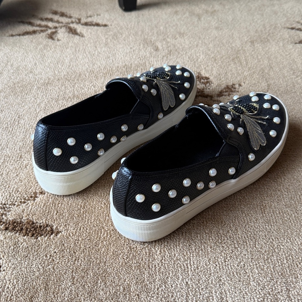 Steve Madden Black Bee Embellished Sneakers - Picture 3 of 4